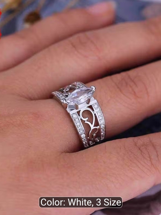Galinas Jewelry - Elegant 925 Sterling Silver Hollowed-Out Filigree Marquise Ring for Women